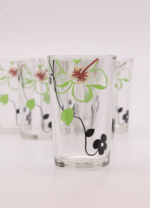 Beau set de 6 verres à eau motif floral