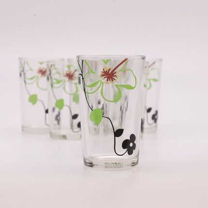Beau set de 6 verres à eau motif floral