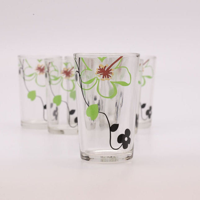 Beau set de 6 verres à eau motif floral
