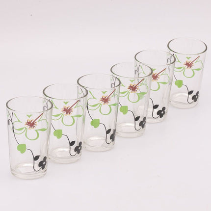 Lot de 6 verres à eau motif floral