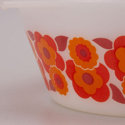 Plat avec couvercle Lotus Arcopal blanc et fleurs oranges