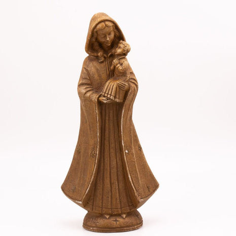 Statue signée au dos Merlini en plâtre Femme et enfant marron