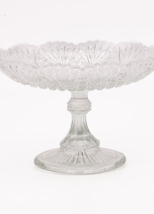 Coupe à fruits en verre sur pied /compotier vintage transparent