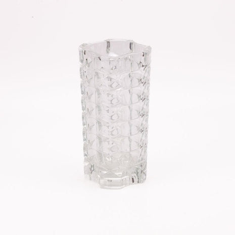 Grand vase en verre lourd pressé vintage Luminarc transparent