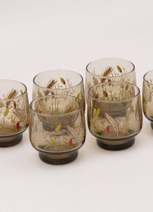 7 verres fumés transparents Luminarc avec des motifs d'épis