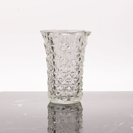 Vase hexagonal en verre moulé transparent