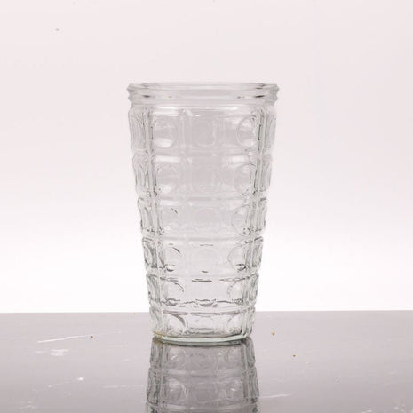 Vase vintage en verre moulé transparent
