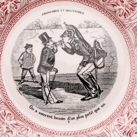 6 assiettes à dessert en porcelaine Gien Proverbes militaires
