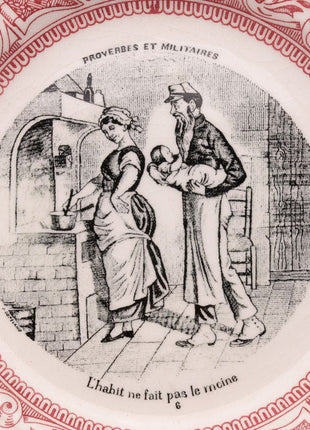 6 Gien porseleinen dessertbordjes met militaire spreuken