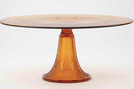 Plateau en verre sur pied ambré
