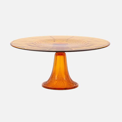 Plateau en verre sur pied ambré