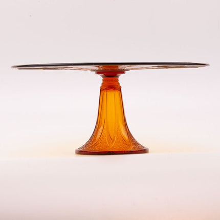 Plateau en verre sur pied ambré