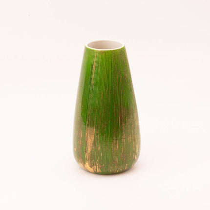 Art Deco groene porseleinen vaas met bloemmotieven