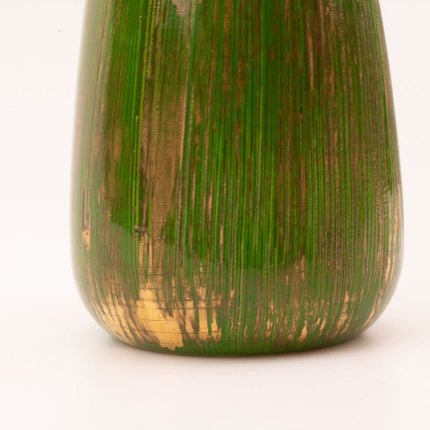 Art Deco groene porseleinen vaas met bloemmotieven