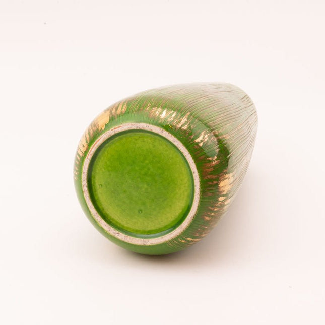 Vase Art Déco porcelaine vert à motifs fleuris