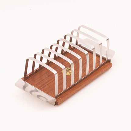 Porte-toast vintage en bois et inox KH