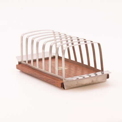 Porte-toast vintage en bois et inox