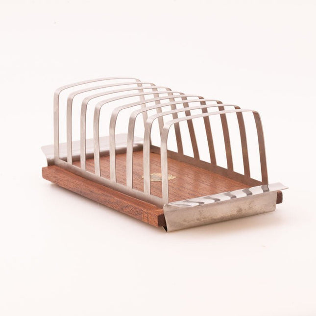 Porte-toast vintage en bois et inox