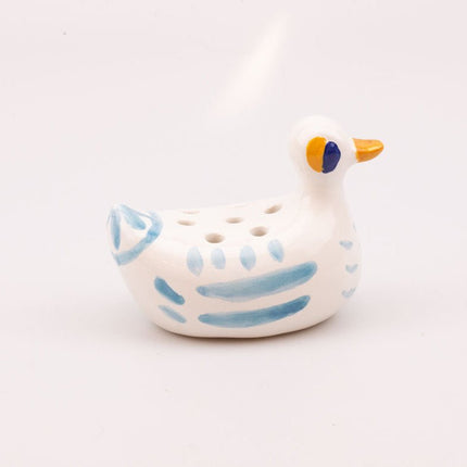 Vase Pique-Fleurs Canard en Céramique Blanche | Peinture Main Rétro