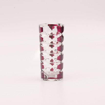 Vase Design en Verre Épais Rubis | Lignes Style Art Déco