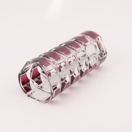 Vase Design en Verre Épais Rubis | Lignes Style Art Déco