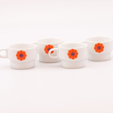 Set de 4 Tasses Vintage Thomas Germany | Années 1960 Tournesol Orange