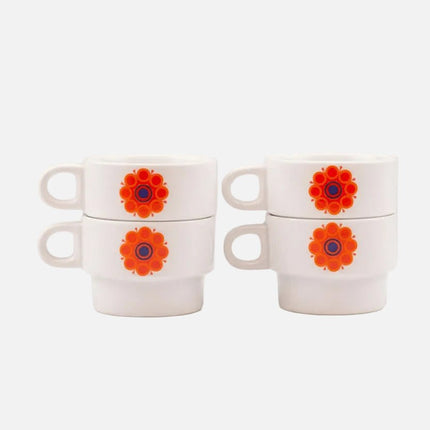 Set de 4 Tasses Vintage Thomas Germany | Années 1960 Tournesol Orange