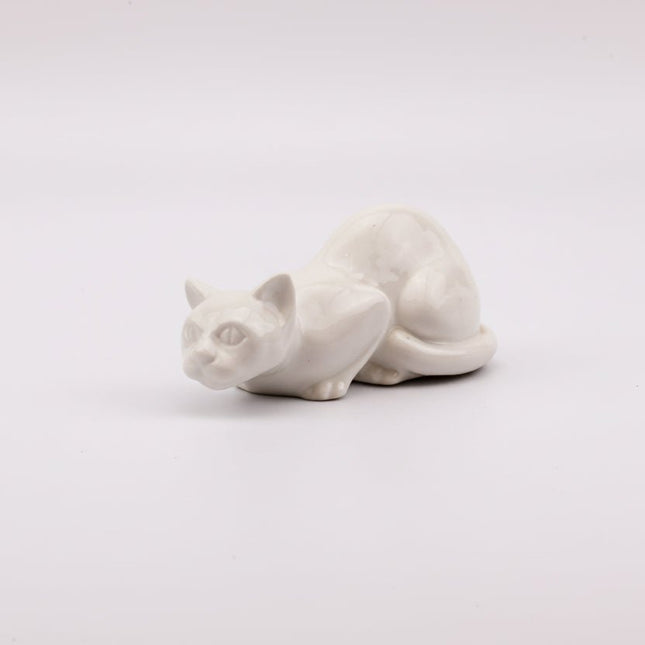 Figurine en céramique chat blanc Delft