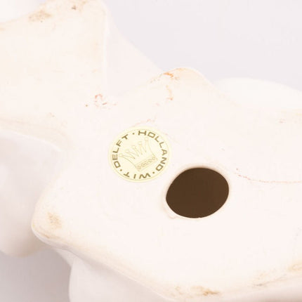 Figurine en céramique chat blanc Delft