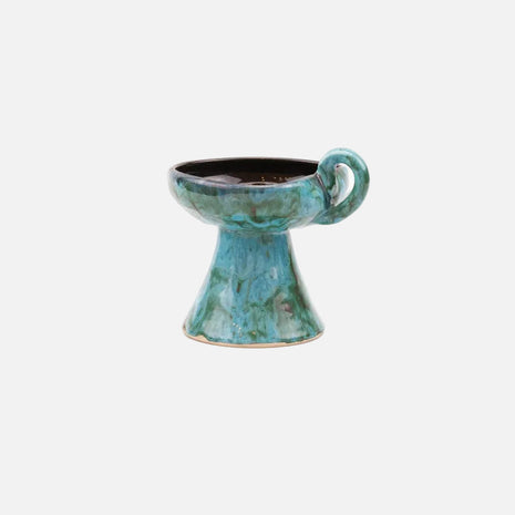 Bougeoir élégant bleu en céramique de la Vanoise