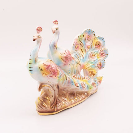 Grande Figurine Paons en Céramique Italie | Statuette Vintage