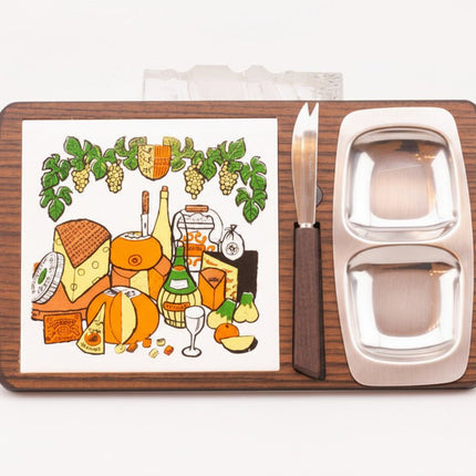Set à Fromage Ancien en Céramique et Inox | Plateau Vintage