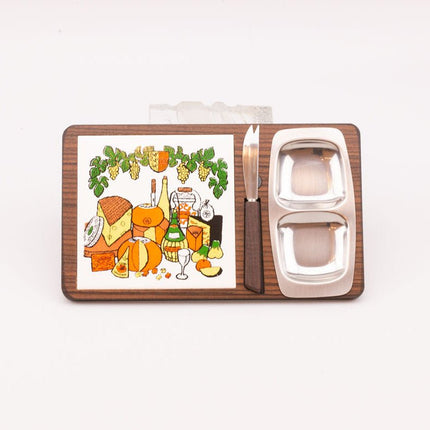 Set à Fromage Ancien en Céramique et Inox | Plateau Vintage