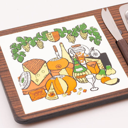Set à Fromage Ancien en Céramique et Inox | Plateau Vintage