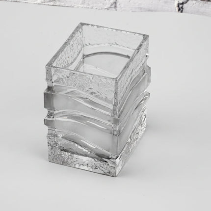 Vase Vintage Rectangulaire Transparent Peill & Putzler | Verre Moderniste Allemagne