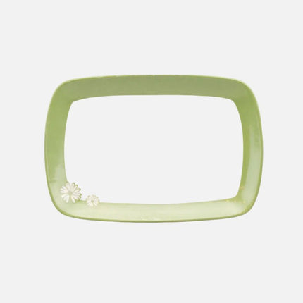 Plat de Service Vintage Porcelaine Toscana Vert et Blanc | Déco Rétro Chic