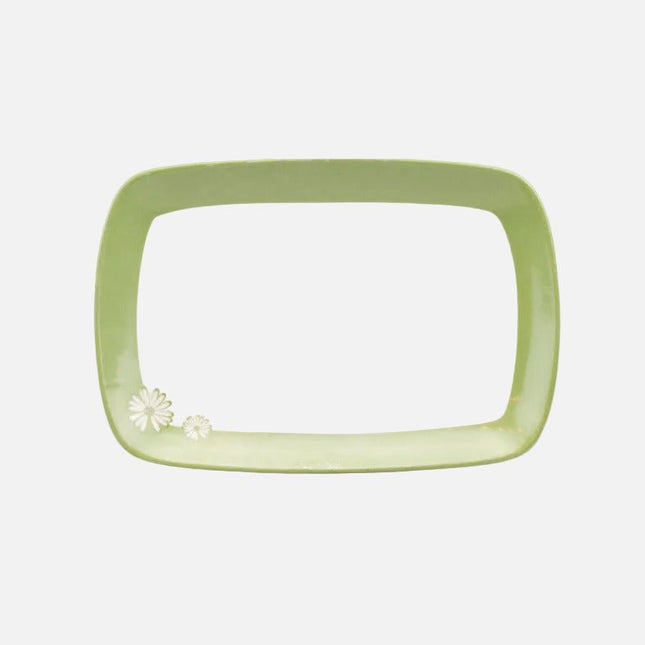 Plat de Service Vintage Porcelaine Toscana Vert et Blanc | Déco Rétro Chic