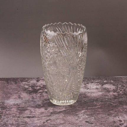 Grand Vase en Verre Pressé 32cm Style Bohème | Vase Transparent Chic