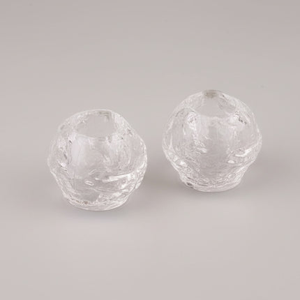 2 Bougeoirs Glaçons en Verre Moulé Épais Brut | Design Portieux / Rostrand