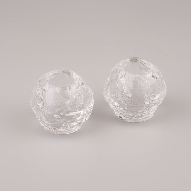 2 Bougeoirs Glaçons en Verre Moulé Épais Brut | Design Portieux / Rostrand