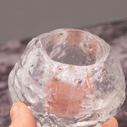 2 Bougeoirs Glaçons en Verre Moulé Épais Brut | Design Portieux / Rostrand