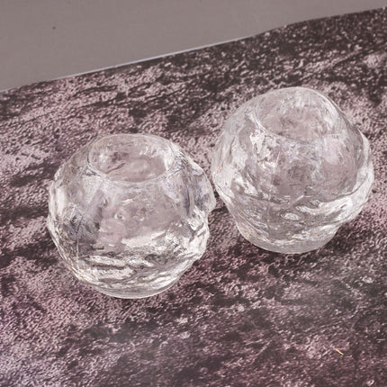 2 Bougeoirs Glaçons en Verre Moulé Épais Brut | Design Portieux / Rostrand