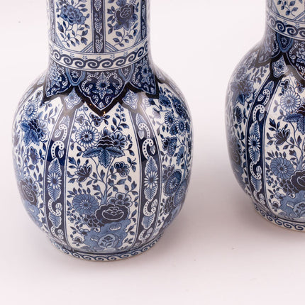 Titre : Paire de Grands Vases Trompette Delft Royal 33cm | Signés Peints Main