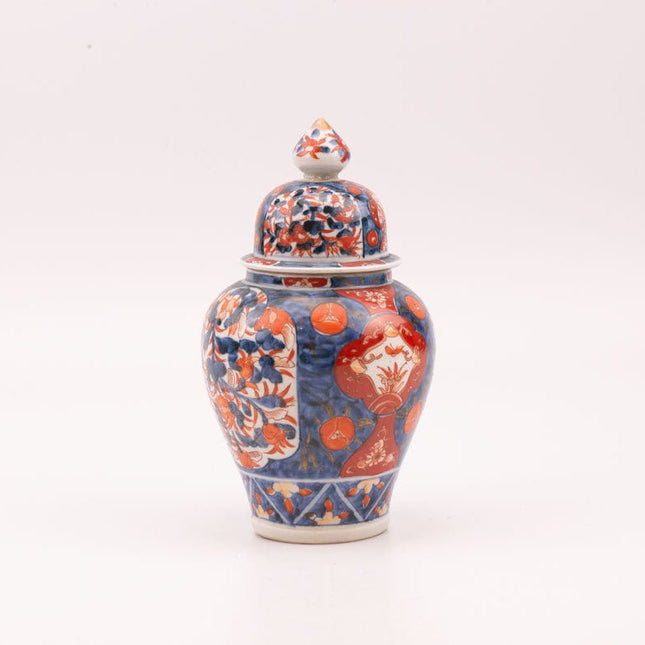 Pot avec Couvercle en Porcelaine Style Imari bleu rouge| Décor Japonais Vintage