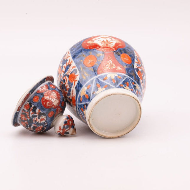 Pot avec Couvercle en Porcelaine Style Imari bleu rouge| Décor Japonais Vintage