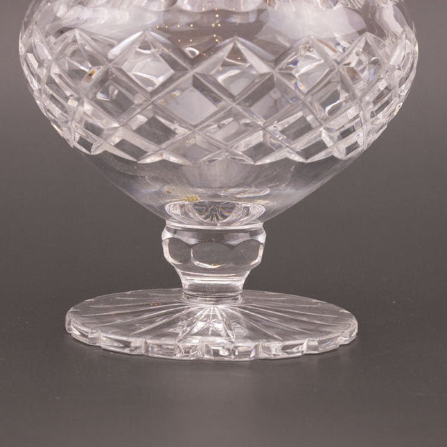 Bonbonnière Ronde en Cristal Taillé sur Pied | Finitions Dorées Vintage