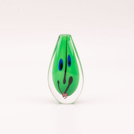 Vase Goutte en Cristal Vert Orrefors Signé Anne Nilsson | Étiquette