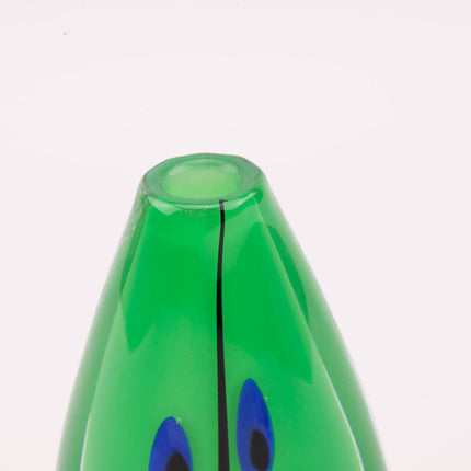 Vase Goutte en Cristal Vert Orrefors Signé Anne Nilsson | Étiquette