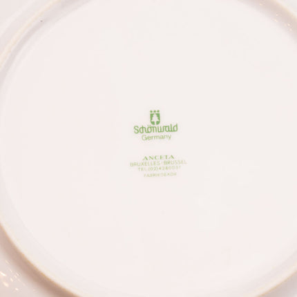 Set de 13 assiettes à dessert en porcelaine blanche Schonwald avec un pourtour rouge et jaune