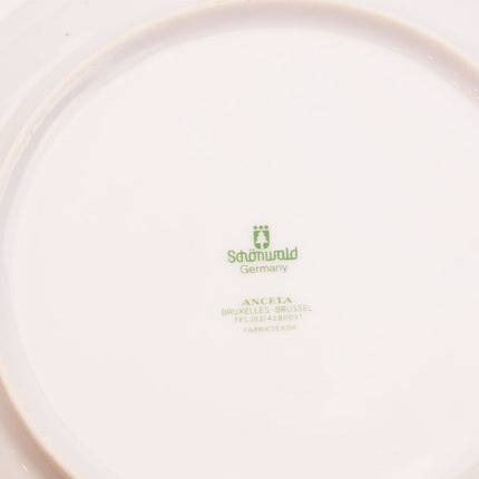 Set de 13 assiettes à dessert en porcelaine blanche Schonwald avec un pourtour rouge et jaune